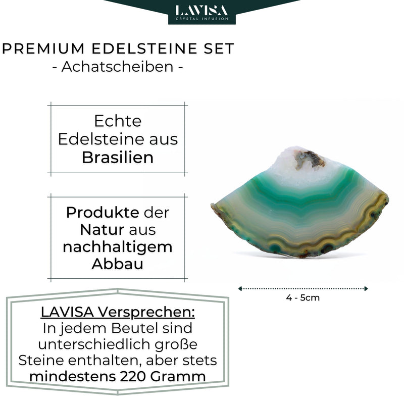 [Australia] - LAVISA Premium Healing Stones Gemstone Set | Gemstones crystals as decoration or for water treatment | 100% natural stones mineral stones | Basic mixture of gemstone water (agate slices) agate slices 