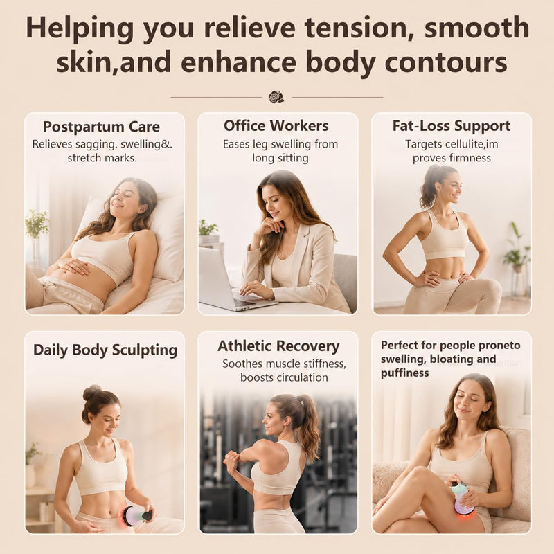 Lymphatic Drainage Massager，Anti Cellulite Massage Tool | Helps Reduce the Appearance of Cellulite, 4-in-1 Body Sculpting Machine with Heat, Light, Vibration & Microcurrent