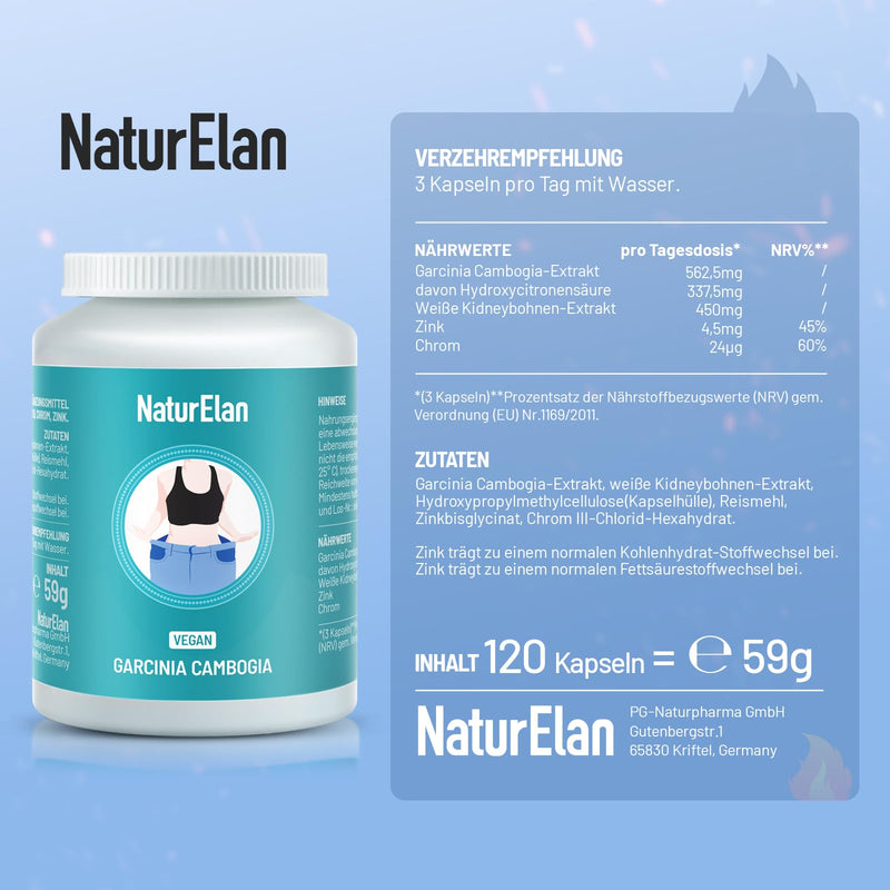 [Australia] - Metabolism Capsule Support 4-in-1 - High dosage with Garcinia Cambogia extract, white kidney bean extract, zinc & chrome, 120 vegan capsules 