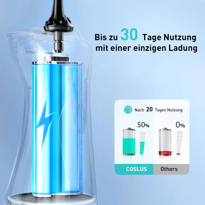 [Australia] - COSLUS oral irrigator wireless electric tooth cleaner: 4 modes oral irrigator wireless 300ml water tank oral irrigator quick charge for 30 days battery life interdental space cleaner black 