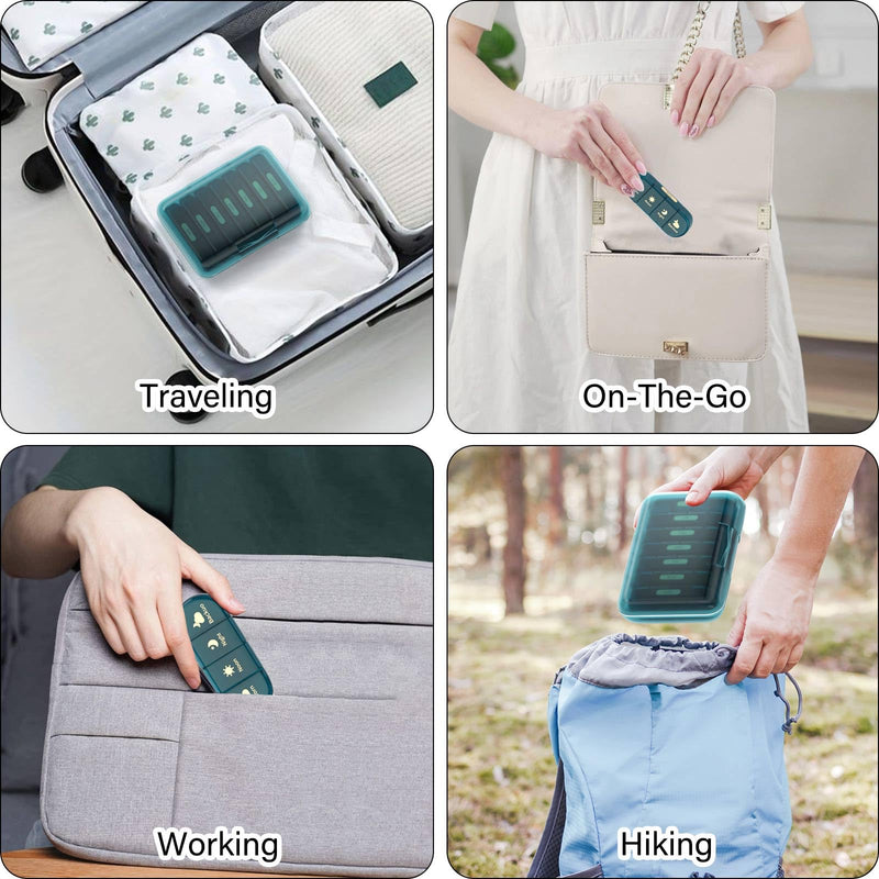 Weekly Pill Organizer 4 Times a Day, 7 Day Pill Box 4X, Portable for Travel Pill Case for Pills/Vitamin/Fish Oil/Medication/Supplements (4x7 Blue) 4 times x 7 days