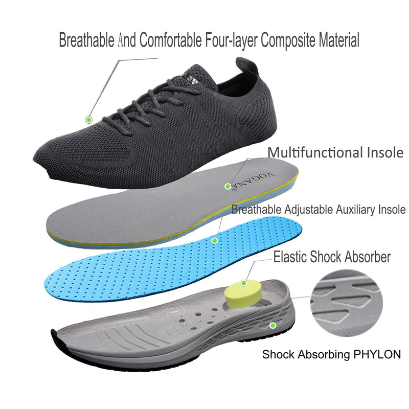 [Australia] - Vogana Diabetic Sneakers for Men Walking Orthopedic for Swollen Feet | Foot Pain Relief 2306-grey 11 Wide 