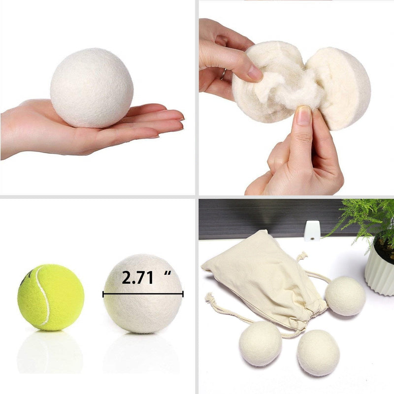 [Australia] - 6 Pack All Natural Organic Wool Dryer Balls XL Size - Reusable Chemical Free Natural Fabric Softener, Anti Static, Reduces Clothing Wrinkles and Saves Drying Time 6 