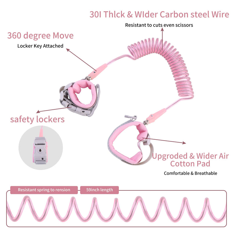 [Australia] - Anti Lost Wrist Link, Toddler Safety Leash with Key Lock, Safety Wrist Leash for Toddlers, Babies & Kids 8.2 feet Pink (red) red 