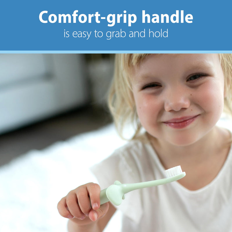 [Australia] - Dr. Brown's Infant-to-Toddler Training Toothbrush Set, Mint Elephant with Fluoride-Free Strawberry Baby Toothpaste, 0-3 Years 