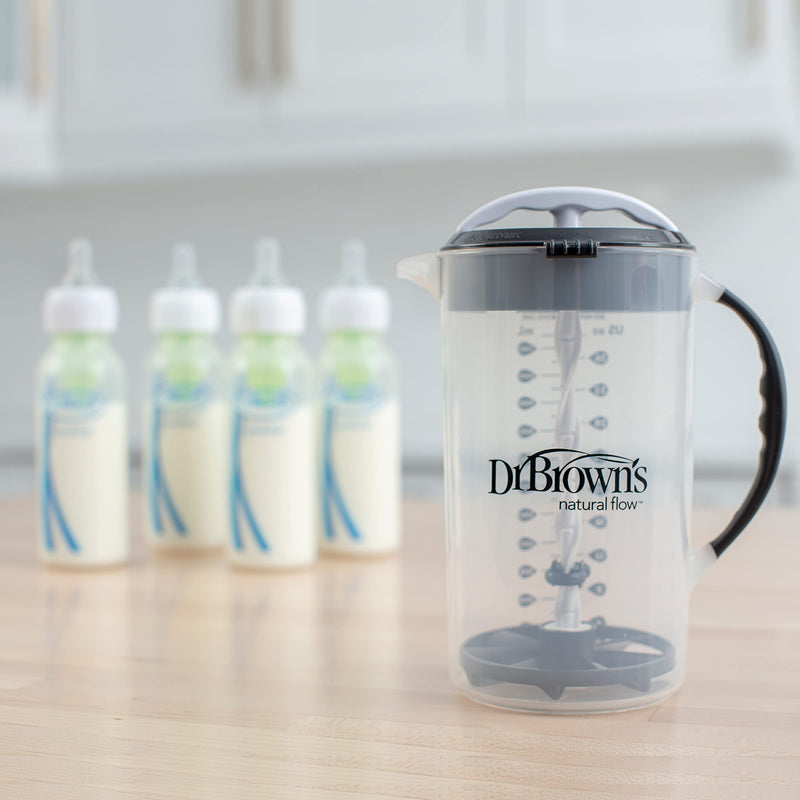 [Australia] - Dr. Brown's Baby Formula Mixing Pitcher with Adjustable Stopper, Locking Lid, & No Drip Spout, 32oz, BPA Free, Black 