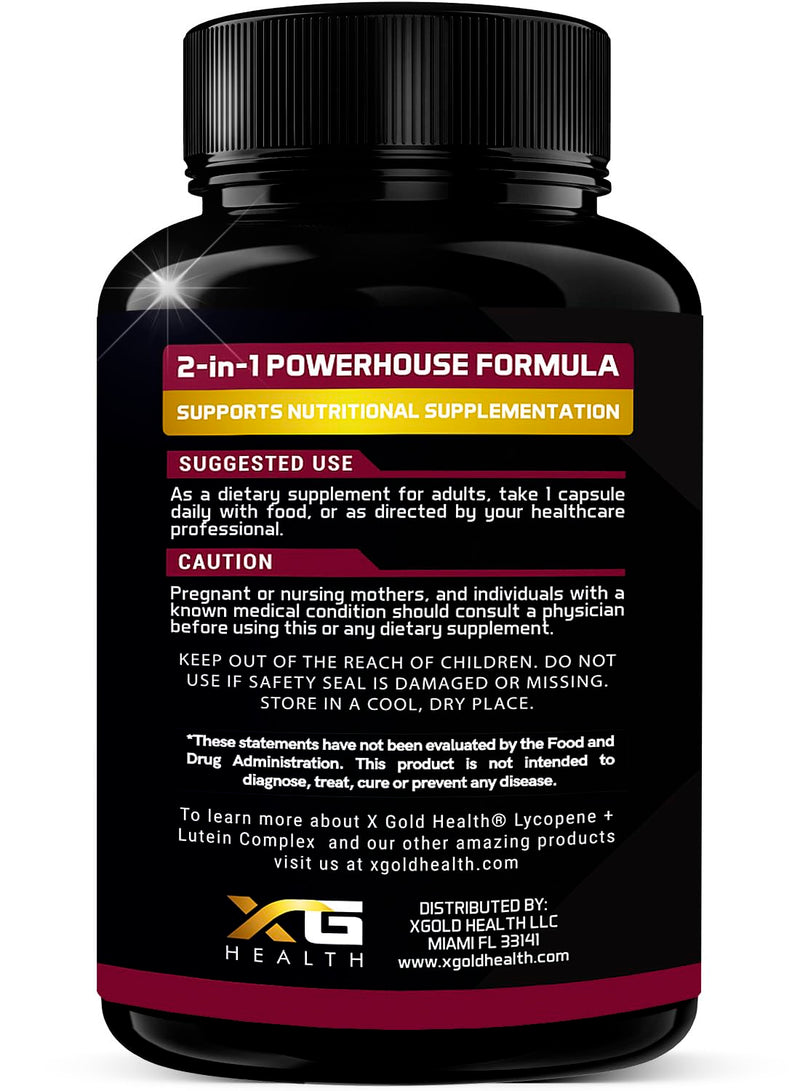 [Australia] - Lycopene + Lutein Supplement 60mg | Lycopene 40mg from Tomato & Lutein 20mg from Marigold Extract - 2-in-1 Ultra-Concentrated Health Supplements | Non-GMO & Gluten Free - 180 Veggie Caps Made in USA 
