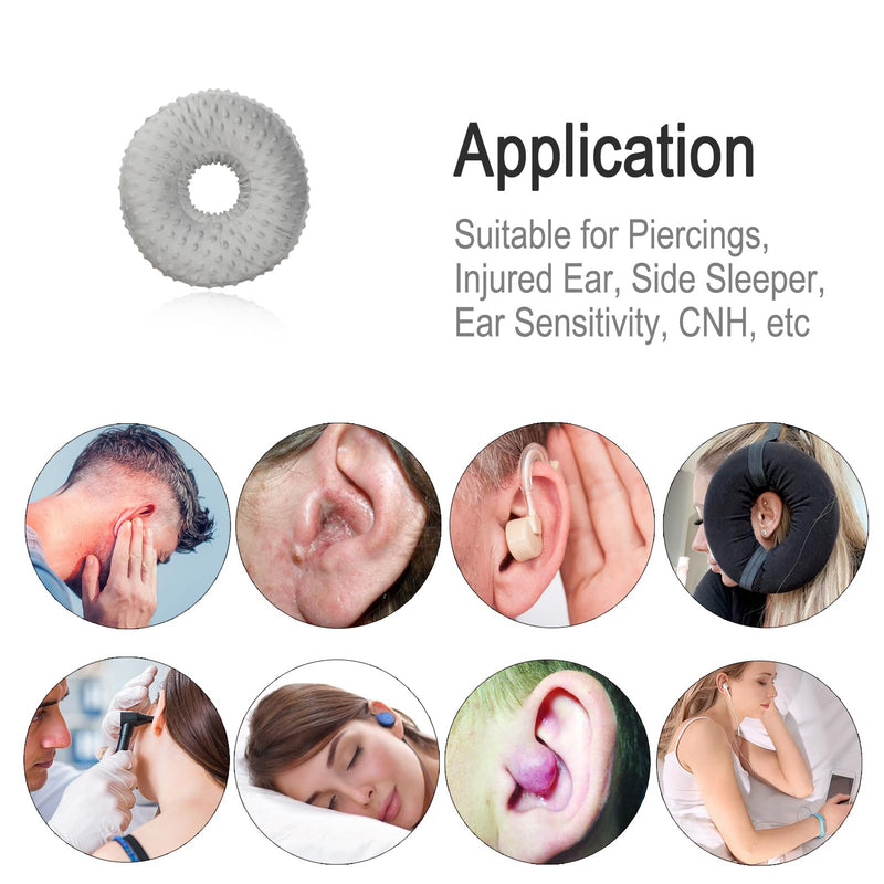 Ear Piercing Pillows with Washable Covers for Side Sleepping with an Holes Full Open Zipper CNH Pressure Sore Relief O-Shaped Cartilage Support Protector Cushion Minky Dot Grey