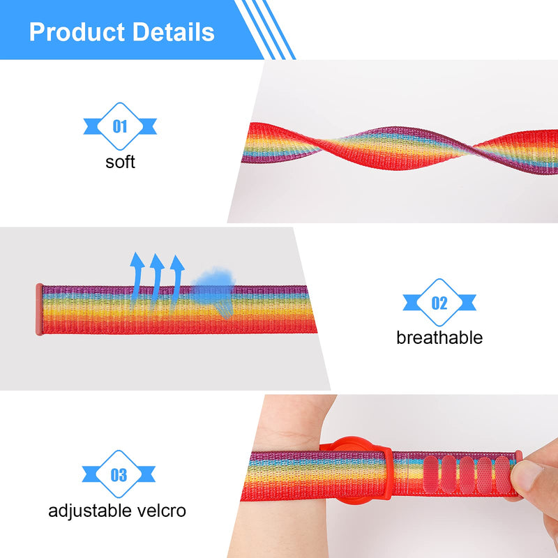 [Australia] - Kids Wristband Compatible with Apple AirTag, Protective Case for Air Tag GPS Tracker Holder with Nylon Bracelet, Adjustable Anti Lost Watch Band for Toddler Child Elder (Rainbow B) Rainbow B 
