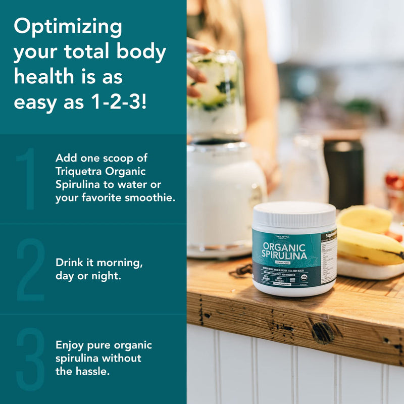 [Australia] - Organic Spirulina Powder - Made with Parry® Spirulina. The Best Spirulina in The World, Highest Nutrient Density - Non-Irradiated, 4 Organic Certifications, Vegan Farming Process (75 Servings - 8 oz.) 8 Ounce (Pack of 1) 