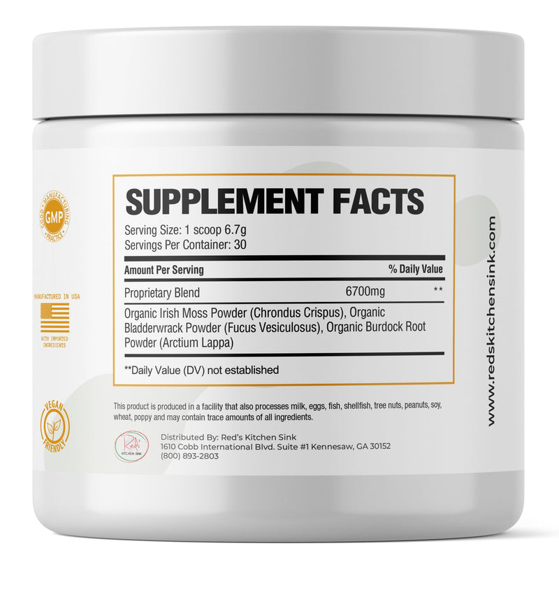 [Australia] - Red's Kitchen Sink Cell Fuel 102: Sea Moss Powder | Organic Sea Moss, Bladderwrack & Burdock Root Herbal Blend - Dr. Sebi Inspired, Organic, 100% Natural - (7oz) 