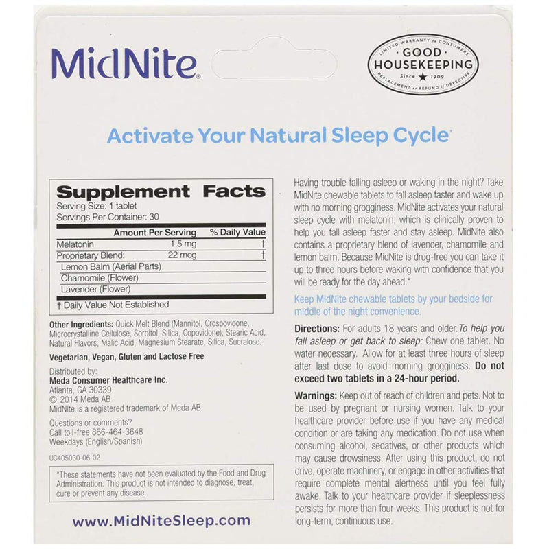 [Australia] - MidNite Sleep Aid for Occasional Sleeplessness, 30 Chewable Cherry Tablets (Value Pack of 2) 