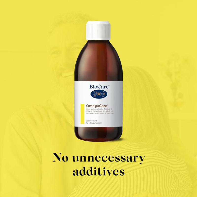 BioCare OmegaCare - Liquid Fish Oil with Sweet Orange Oil - EPA and DHA Support Normal Function of the Heart & Vision Support - Providing Optimum Levels of Essential Fatty Acids - 225 ml