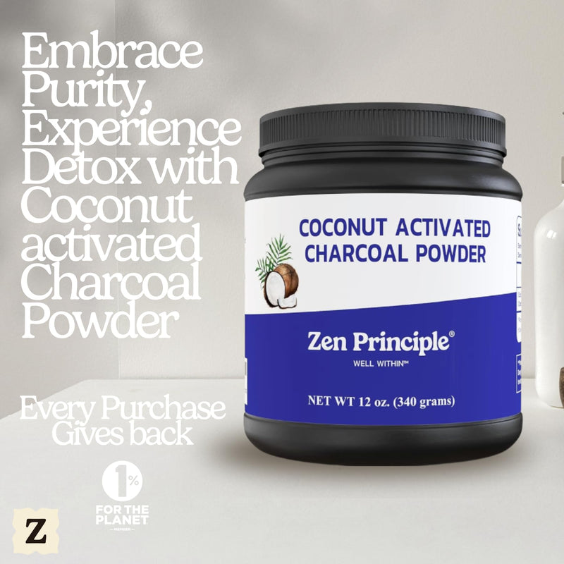 [Australia] - Zen Principle Coconut Activated Charcoal Powder. Whitens Teeth, Rejuvenates Skin and Hair, Supports Better Digestion. USA-Owned Producers, Free Scoop, 12 Oz 12 Ounce (Pack of 1) 