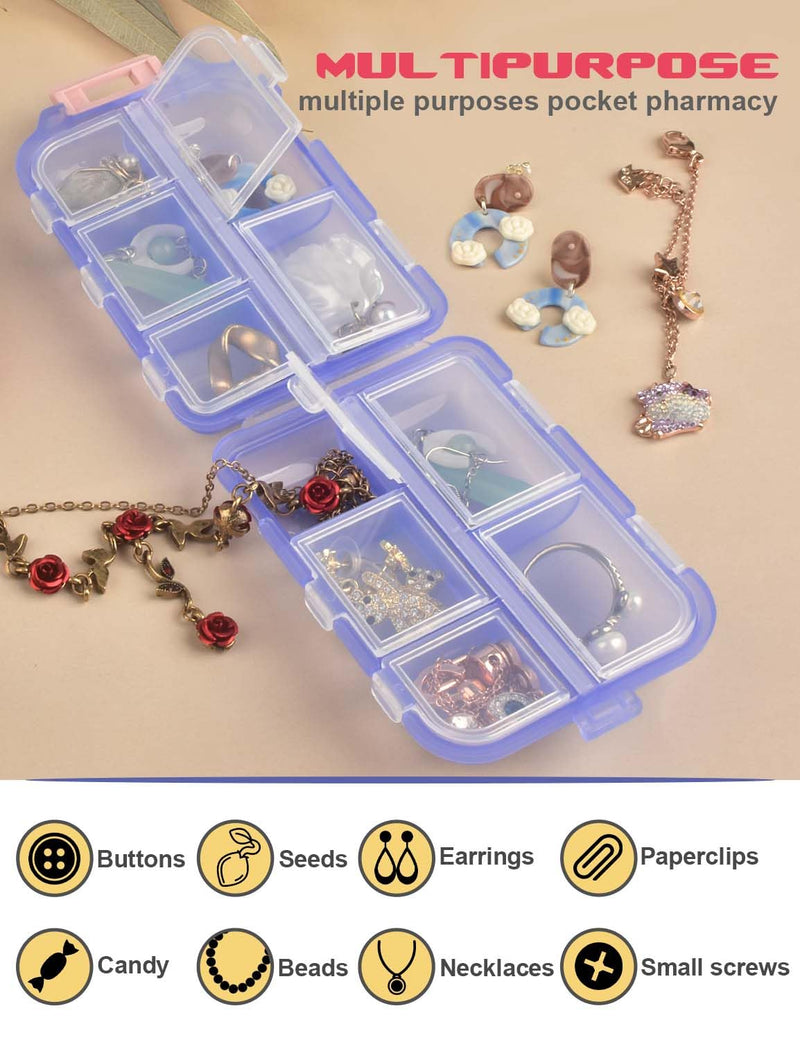 3 Pcs DIY Travel Pill Organizer with Labels Pocket Pharmacy, 3 Pill Box & 420 Medicine Labels, Portable Travel Essentials Mini Pill Container 7 Day Pill Case Storage Vitamin Fish Oil (Set A) Gray + Blue + White 3 PCS