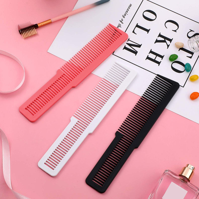 Patelai 10 Pieces Hair Cutting Comb Fine Tooth Styling Barber Styling Hair Clipper Cutting Comb for Home Salon Barber(Black, White, Pink) Black, White, Pink