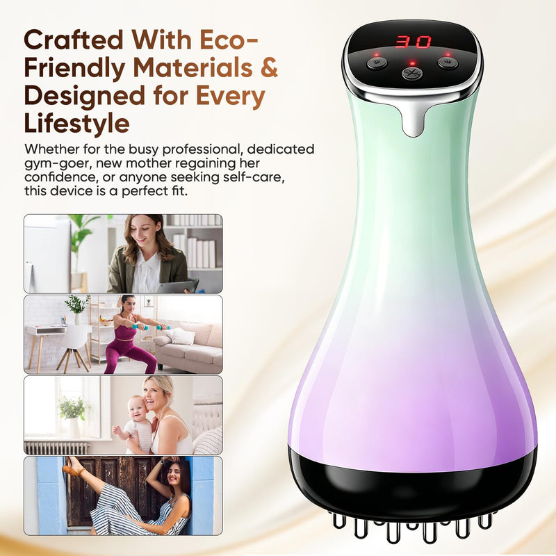 Lymphatic Drainage Massager & Anti Cellulite Massage Tool, 4-in-1 Body Sculpting Machine with Microcurrent, Red-Light, Heat & Vibration, Helps Reduce Stretch Marks & Cellulite, for Legs, Arms & Belly Gradient Color