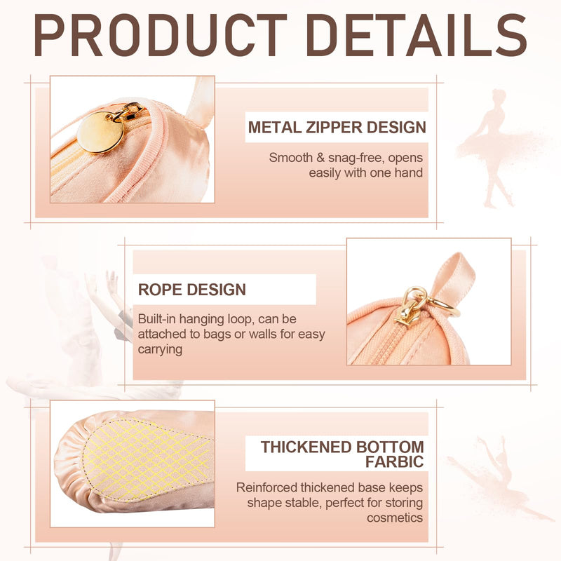 6 Pcs Pink Ballet Shoe Makeup Bag Bulk Dance Bags for Dancers Team Gifts Cute Ballerina Cosmetic Toiletry Zipper Pouch for Women Recital Competition Gifts Ballerina Party Favors