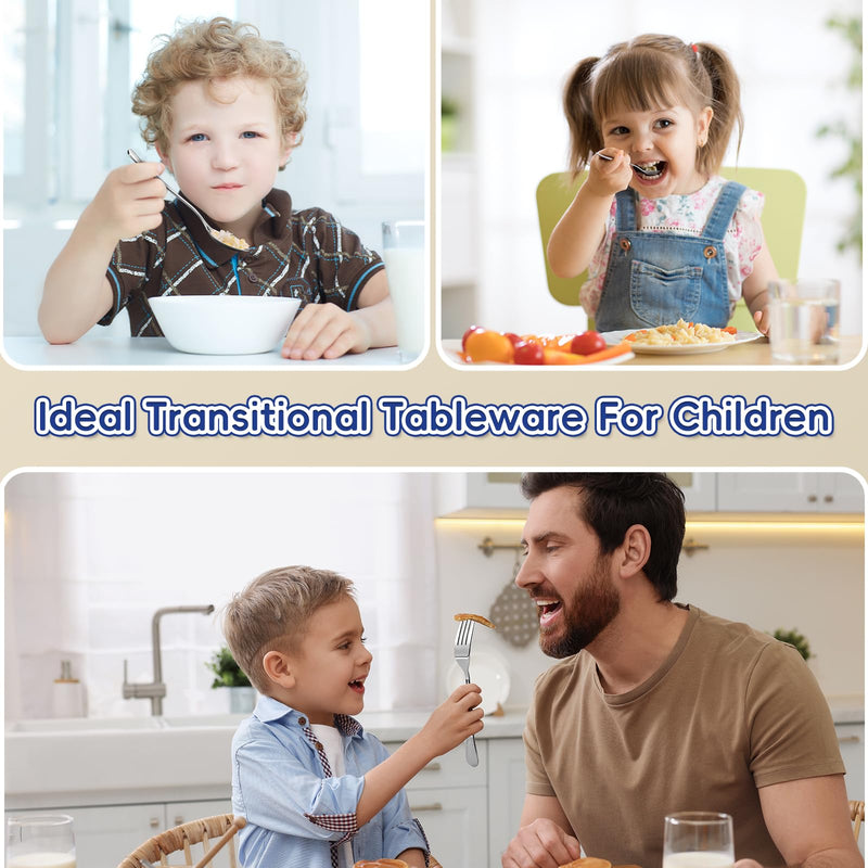 [Australia] - 12 Pieces Stainless Steel Toddler Utensils Set - Food Grade Kids Silverware Set Children Safe Small Forks and Spoons Mirror Polished Sturdy and Durable Dishwasher Safe 
