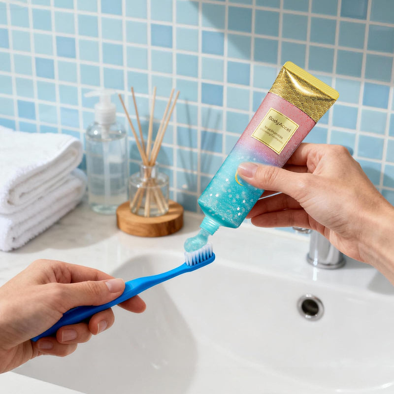 BodyAccel Niacinamide Toothpaste – Whitening & Fluoride-Free, Fresh Breath & Healthy Gums, Removes Surface Stains, Natural Peach Flavor (1 Pack)