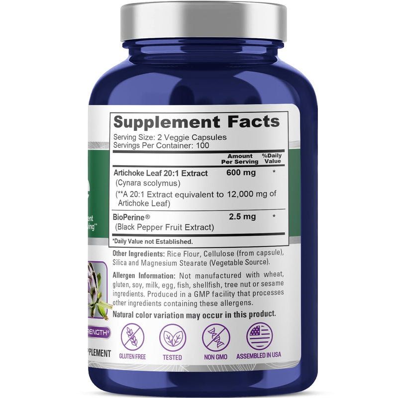 [Australia] - NusaPure Artichoke Extract 12000mg 200 Veggie caps (Non-GMO, Gluten Free, Extract 20:1) 