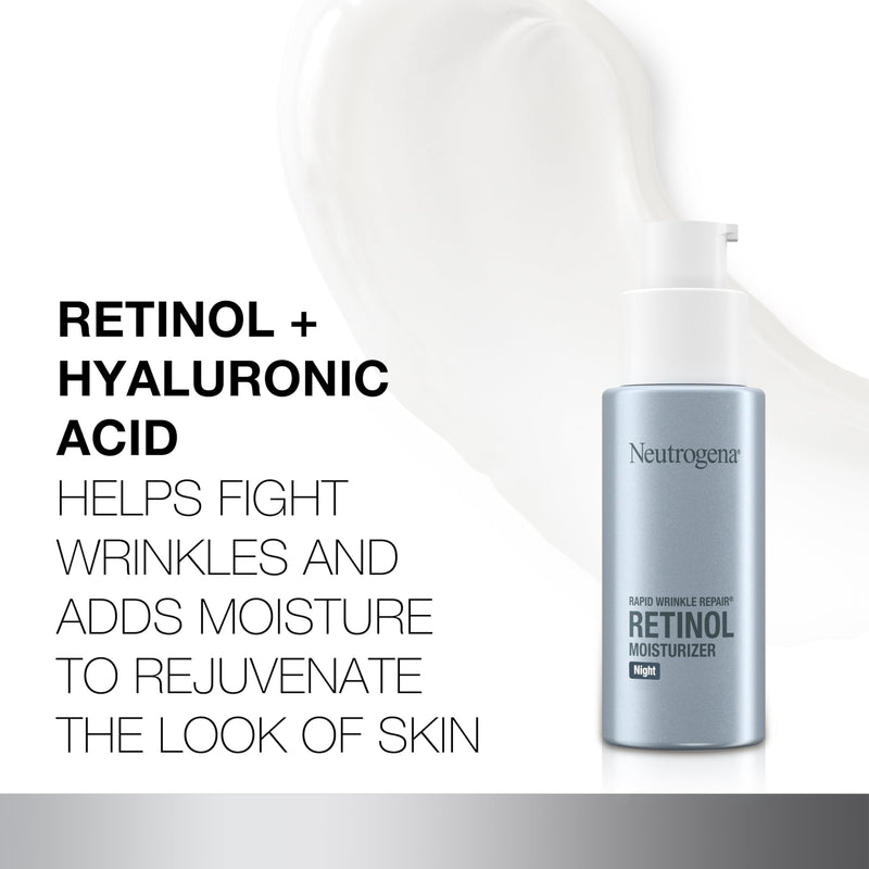 Neutrogena Rapid Wrinkle Repair Night Moisturizer, 1 fl. oz | Retinol Face & Neck Cream, Hyaluronic Acid & Retinol, Anti-Wrinkle, Paraben-Free 1 Fl Oz (Pack of 1)