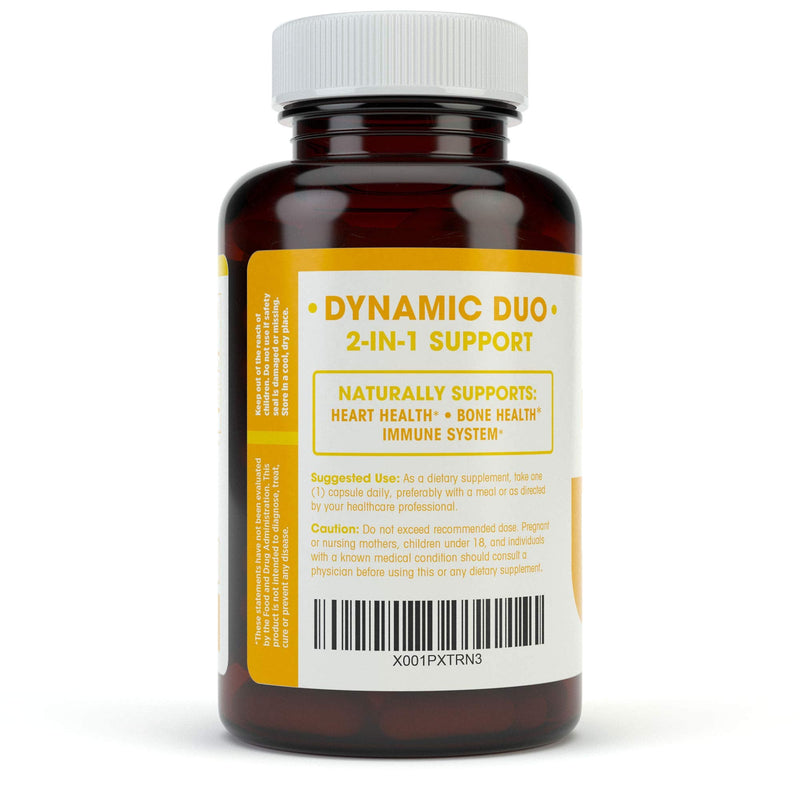 Vitamin K2 (mk7) with D3 Supplement for Best Absorption - 2-in-1 Support for Heart Health and Strong Bones | Vitamin D & K Complex | D3 5000 IU + K2 100 mcg | GMO & Gluten Free - 60 Count 60 Count (Pack of 1)