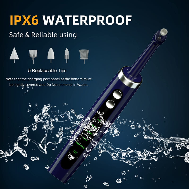 [Australia] - Electric Tooth Polisher, Multifunctional Replacement Head Teeth Cleaning Kit for Fighting Tooth Smoke and Tea Stains, USB Charging, Waterproof (Blue) Blue 