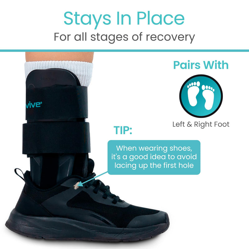 [Australia] - Vive Ankle Stirrup Brace - Air Gel Stabilizer for Ankle Sprain, Tendonitis Support for Men & Women - Right & Left Foot -Achilles Tendon Compression Relief -Fracture Treatment - Hot & Cold Therapy One Size 