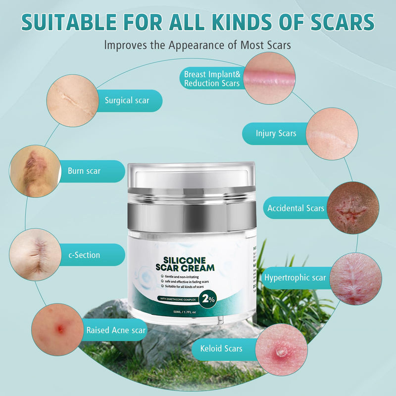 [Australia] - Advanced Scar Cream, Silicone Gel for Scars, Professional Scar Removal Cream for Surgical Scars, Stretch Marks, Old and New Scars 1.7 oz(50ml) 