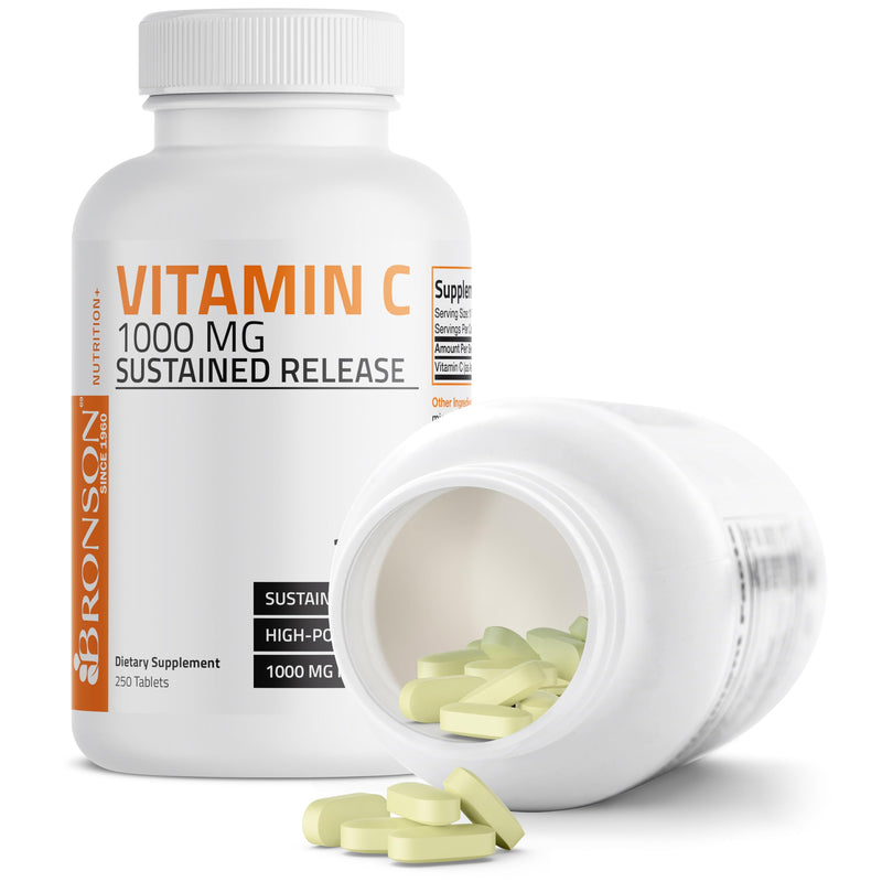 Bronson Vitamin C 1000 mg Sustained Release Premium Non-GMO Ascorbic Acid, 250 Tablets