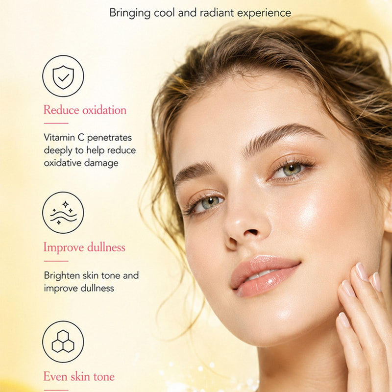 Vitamin C Smoothie Cream,Summer Icy Cool Facial Gel, Lightweight Non-Sticky Face Serum,Fast Absorbing Antioxidant Face Moisturizer for Dull Uneven Skin Tone 1.76oz