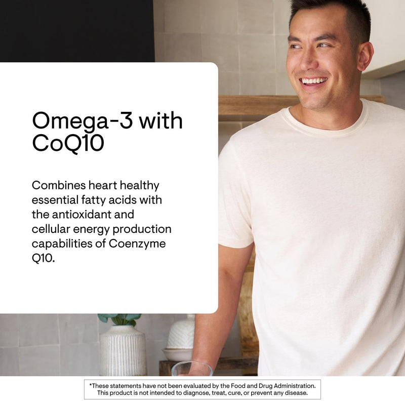 THORNE Omega-3 with CoQ10, Fish Oil Supplement with EPA & DHA, 90 Softgels 1 Count (Pack of 90)