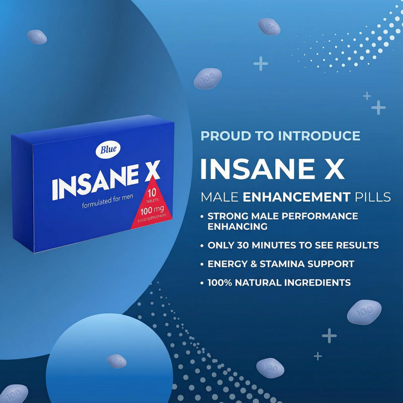 INSANE X - 20 Extra Strong Pills for Men UK - Natural Fast-Acting Maca Ginseng Tablets for Men - for Enhanced Performance