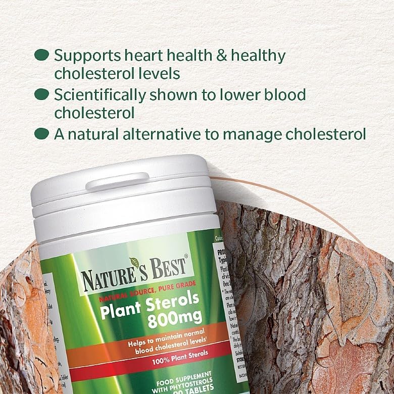 Nature’s Best Plant Sterols 800mg - Vegan Cholesterol Support Supplement - Maintains Normal Blood Cholesterol - 90 Tablets (Up to 3 Month Supply)