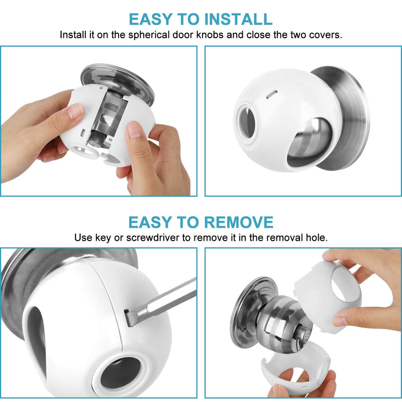 [Australia] - Door Knob Safety Cover for Kids (4 Pack) New Shape & Structure Design Child Door Knob Covers Prevent Children from Opening Doors Baby Safety Door Knob Locks Fit Most Knobs White 4 Pack 