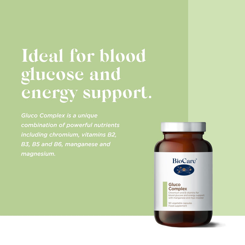 BioCare Gluco Complex - Chromium, Magnesium & B Vitamins for Blood Glucose, Fatigue, & Energy Support - with Manganese & Myo-inositol - 90 Capsules 90 count (Pack of 1)