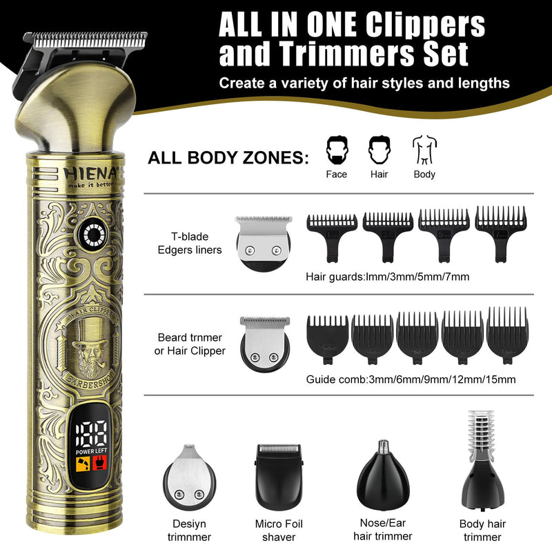 [Australia] - HIENA PRO Beard Trimmer for Men, Electric Razor & Shavers for Men, Cordless T-Blade Hair Clipper Set, Mens Grooming Kit for Shaving Face, Mustache, Body, Ear, Hair,Nose Trimmer 