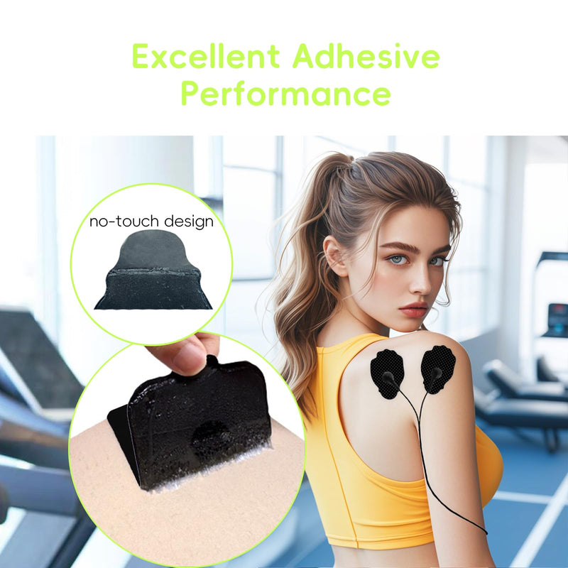 [Australia] - 20 Pack TENS Unit Electrode Pads with Wire Cable Combination Set. Reusable Premium Hydrogel Self-Adhesive TENS Unit Replacement Pads, Compatible with Belifu, AVCOO, NURSAL, TENS 7000, AUVON, Neocarbon Black 