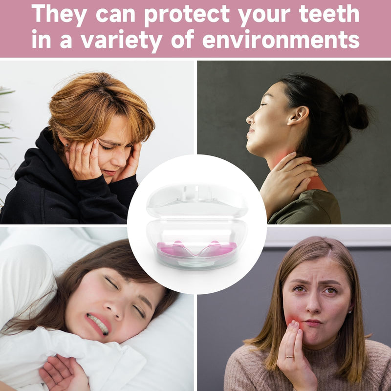 [Australia] - 4 Pack Pink Night Guard for Women Teeth Grinding, Medium Size, Moldable Dental Guard for Teenagers, Comfortable Mouth Guard for Teeth Clenching at Night, Mouthguard Stops Bruxism, Tmj 