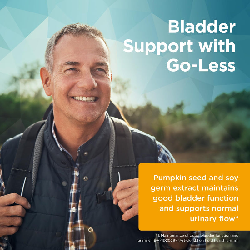Healthspan Bladder Support with Go-Less® | Supports Good Bladder Health & Urinary Flow | 300 mg Go-Less® | Pumpkin Seed Extract & Soy Germ Extracts | Added Vitamin B6, D3 & Zinc | Vegan (60 Capsules) 60 count (Pack of 1)