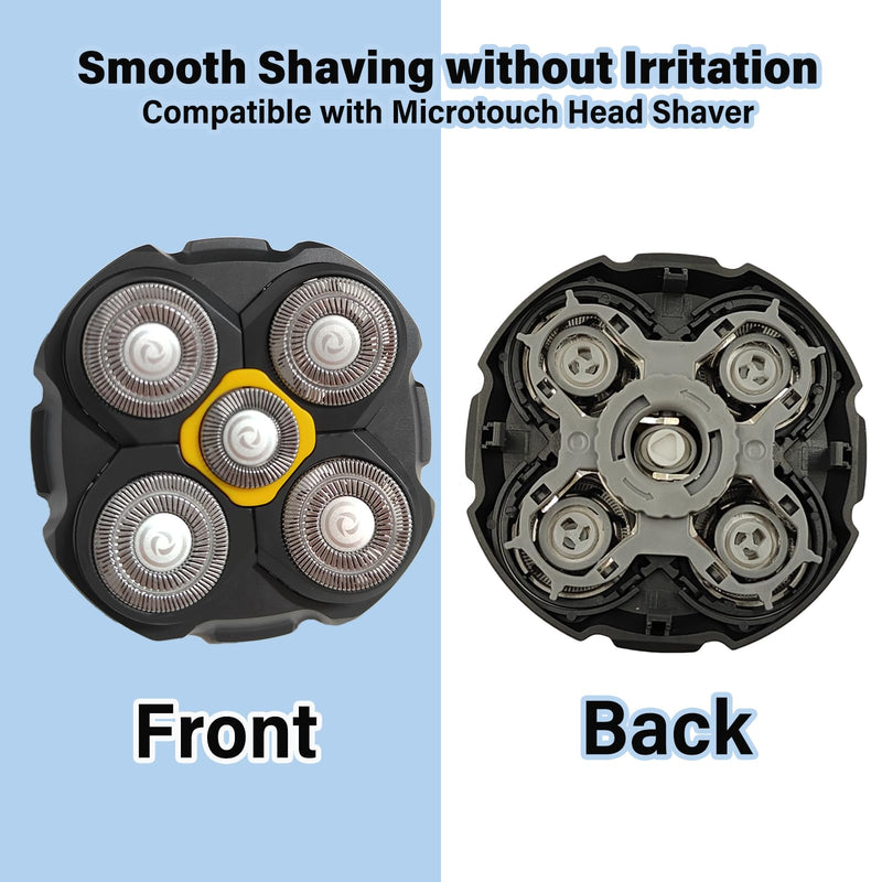 [Australia] - Replacement Heads Compatible with Microtouch Titanium Electric Head Shaver, Titanium Razor Replacement Blades for Micro Touch Head Shaver, Hypoallergenic Hair Clippers Blades for Bald Men - 2 Pack 