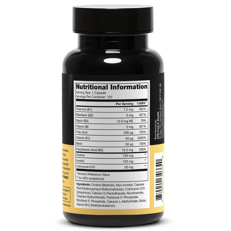 LEGION Vitamin BComplex (120 Capsules) - Vitamin B Complex with Choline and Inositol Supports Mood & Liver Function - Vegan B-Complex Vitamins Support Energy Metabolism & Muscle Function
