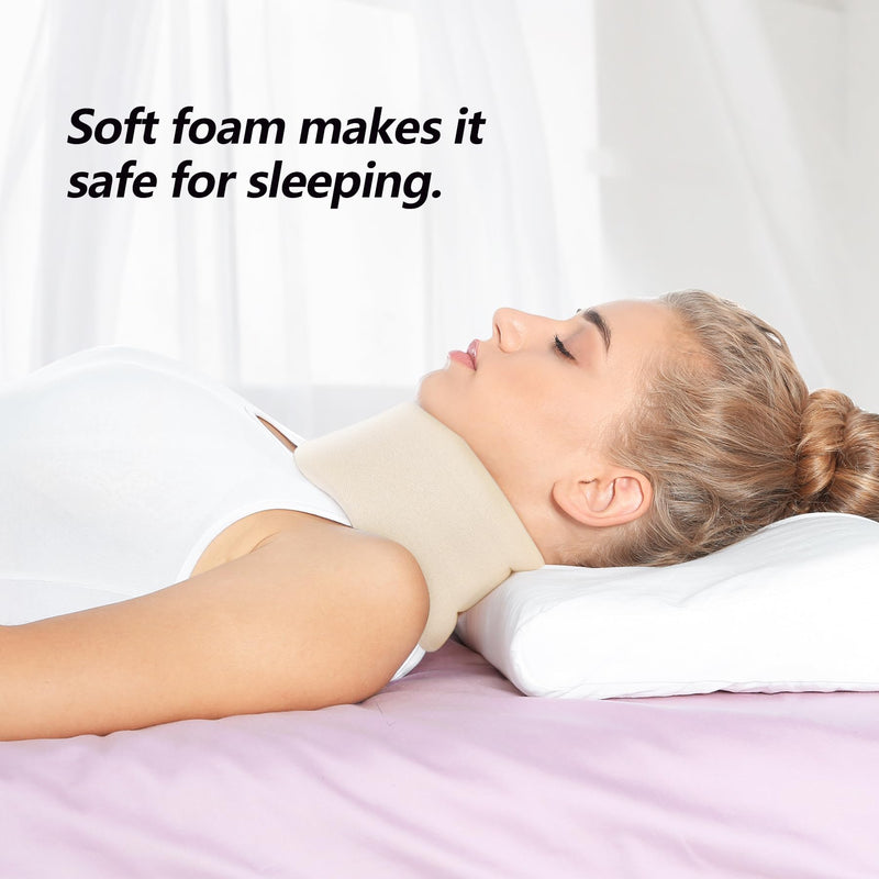 [Australia] - Soft Foam Neck Brace Universal Cervical Collar, Adjustable Neck Support Brace for Sleeping - Relieves Neck Pain and Spine Pressure, Neck Collar After Whiplash or Injury (2.5" Depth Collar, M) White, 2.5" Depth Medium (13.3-15.7 Inch) 