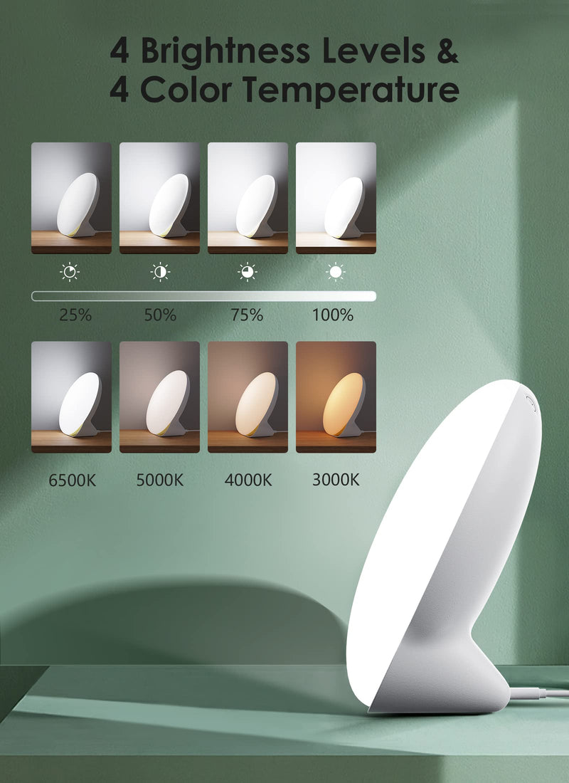 [Australia] - MediAcous Light Therapy Lamp, UV-Free 10000Lux Therapy Light, Sunlight Lamp with 4 Brightness Levels & Color Temperature & Timer, Daylight Lamp with Memory Function, Touch Control & Compact Size 