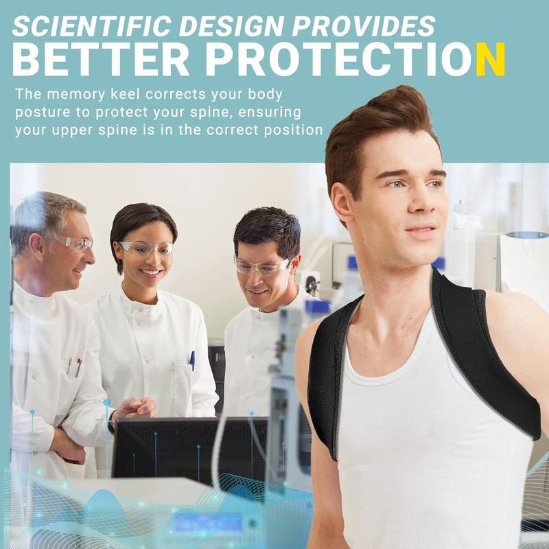 [Australia] - Adjustable Posture Corrector for Women & Men - Upper Back Brace Support for Clavicle, Neck Pain Relief & Spine Alignment, Comfortable Back Straightener Black 1 
