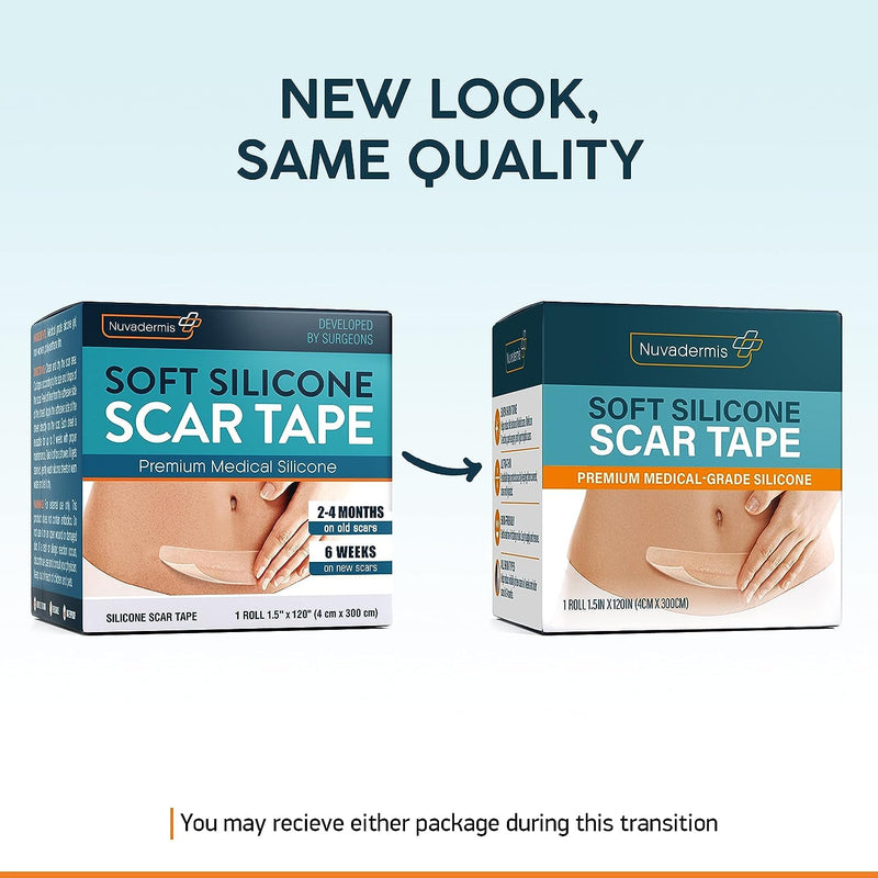 [Australia] - NUVADERMIS Silicone Scar Tape for Surgical Scars - 120" x 1.5" Roll - Extra Long Scar Sheets for C-Section, Tummy Tuck, Keloid, and Surgical Scars - Reusable Medical Grade Silicone Scar Tape - 1 Pack Light - 1 Pack 