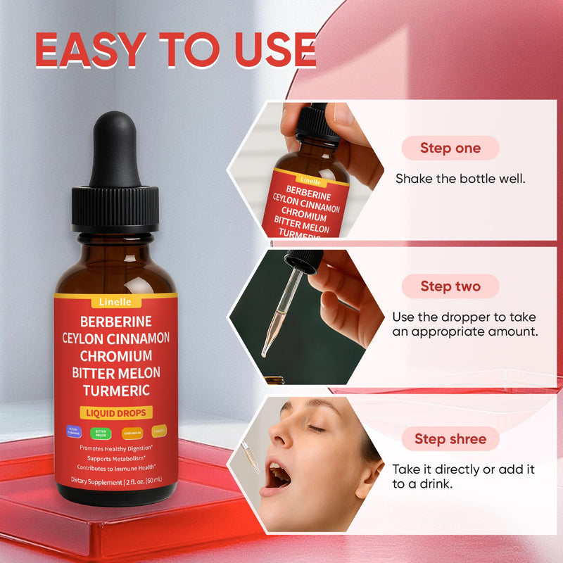 [Australia] - Berberine Drops with Ceylon Cinnamon, Bitter Melon Extract, Gymnema, Chromium, Turmeric, Organic Panax Ginseng, Moringa (2) 2 