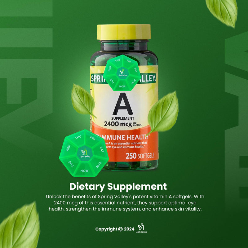 [Australia] - Vitamin A Supplement 2400 mcg, 250 Softgels with Bundle Exclusive Vitamins & Minerals - A to Z - Better Ligth&Spring Guide 