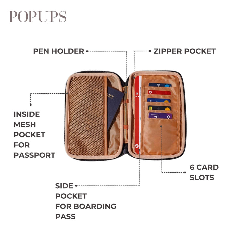 Passport Travel Wallet for Women - Large Multiple Document Organizer and Holder with Wristlet - Burnt Orange